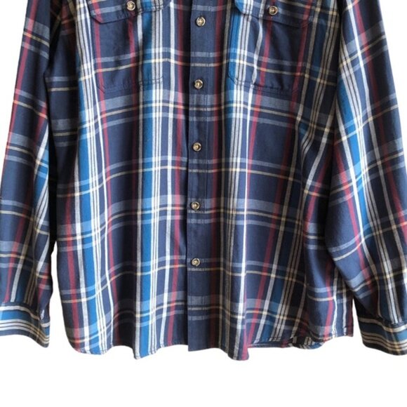 Eddie Bauer Men’s Button Up Plaid Shirt XXL Deep Indigo Long Sleeve NWT … - Picture 3 of 12